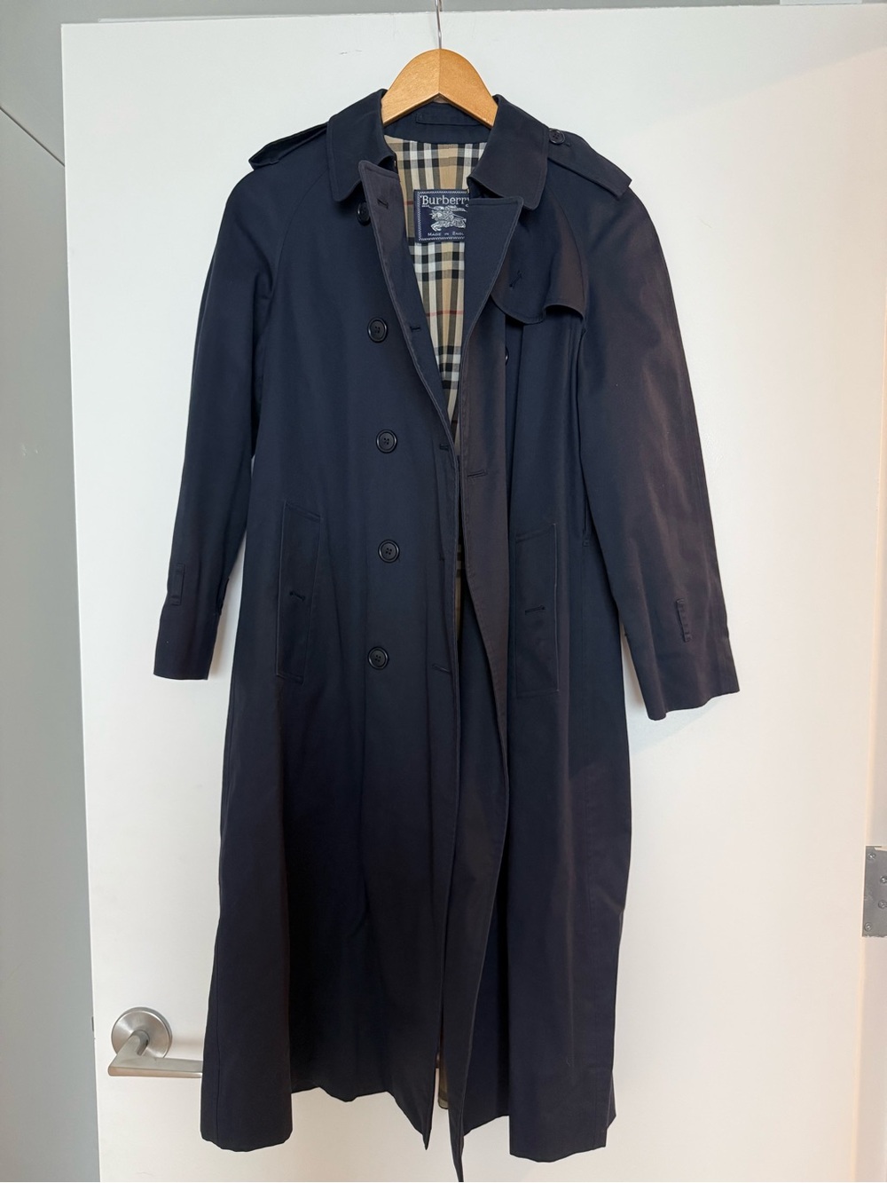 Burberry Navy Double-Breasted Trench Coat Womens Size 2-6